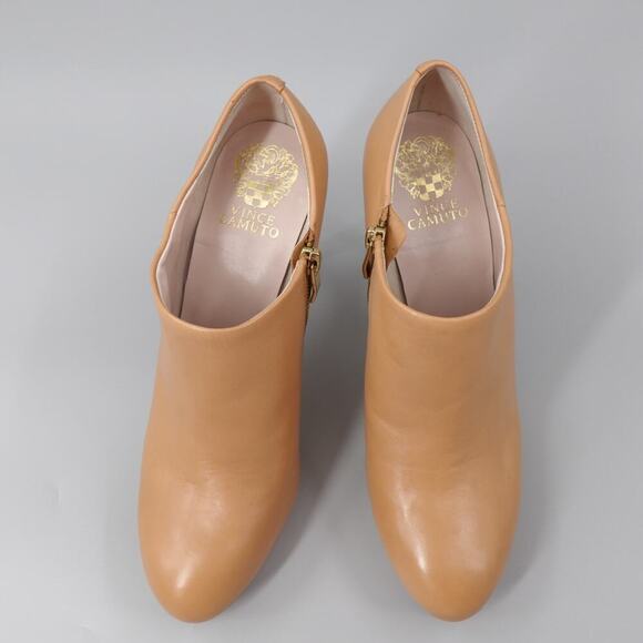 Vince Camuto Elvin Bootie Ankle Boot 10 M Caramel Gold Tone Zip Edgy Pump - Picture 13 of 16